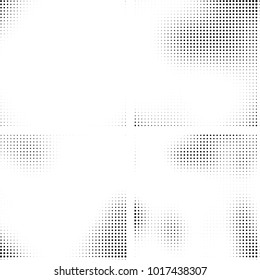 Halftone vector black white. Abstract pattern of dots on a white background. Collection of four textures for printing on business cards, labels, posters, badges and design your own
