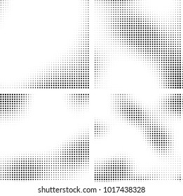 Halftone vector black white. Abstract pattern of dots on a white background. Collection of four textures for printing on business cards, labels, posters, badges and design your own