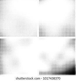 Halftone vector black white. Abstract pattern of dots on a white background. Collection of four textures for printing on business cards, labels, posters, badges and design your own