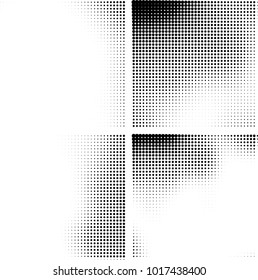 Halftone vector black white. Abstract pattern of dots on a white background. Collection of four textures for printing on business cards, labels, posters, badges and design your own