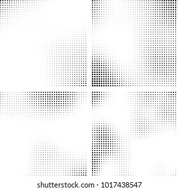 Halftone vector black white. Abstract pattern of dots on a white background. Collection of four textures for printing on business cards, labels, posters, badges and design your own