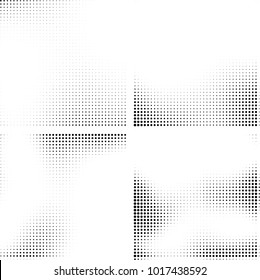Halftone vector black white. Abstract pattern of dots on a white background. Collection of four textures for printing on business cards, labels, posters, badges and design your own