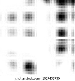 Halftone vector black white. Abstract pattern of dots on a white background. Collection of four textures for printing on business cards, labels, posters, badges and design your own