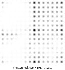 Halftone vector black white. Abstract pattern of dots on a white background. Collection of four textures for printing on business cards, labels, posters, badges and design your own