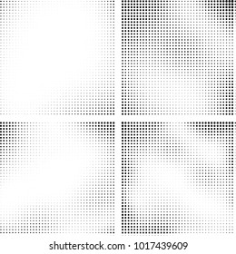 Halftone vector black white. Abstract pattern of dots on a white background. Collection of four textures for printing on business cards, labels, posters, badges and design your own