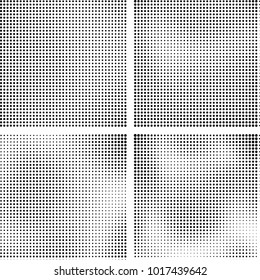 Halftone vector black white. Abstract pattern of dots on a white background. Collection of four textures for printing on business cards, labels, posters, badges and design your own