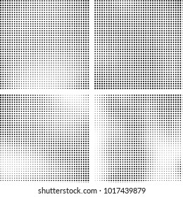 Halftone vector black white. Abstract pattern of dots on a white background. Collection of four textures for printing on business cards, labels, posters, badges and design your own