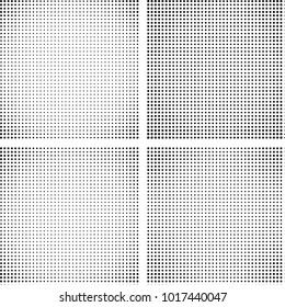 Halftone vector black white. Abstract pattern of dots on a white background. Collection of four textures for printing on business cards, labels, posters, badges and design your own