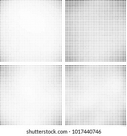 Halftone vector black white. Abstract pattern of dots on a white background. Collection of four textures for printing on business cards, labels, posters, badges and design your own