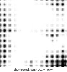 Halftone vector black white. Abstract pattern of dots on a white background. Collection of four textures for printing on business cards, labels, posters, badges and design your own