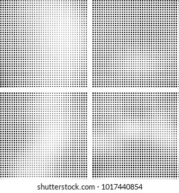 Halftone vector black white. Abstract pattern of dots on a white background. Collection of four textures for printing on business cards, labels, posters, badges and design your own