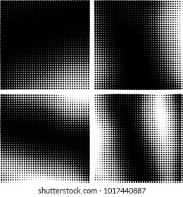 Halftone vector black white. Abstract pattern of dots on a white background. Collection of four textures for printing on business cards, labels, posters, badges and design your own