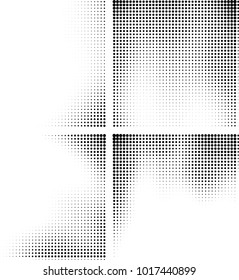 Halftone vector black white. Abstract pattern of dots on a white background. Collection of four textures for printing on business cards, labels, posters, badges and design your own