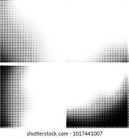 Halftone vector black white. Abstract pattern of dots on a white background. Collection of four textures for printing on business cards, labels, posters, badges and design your own