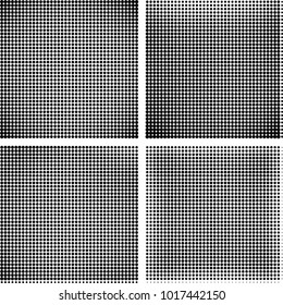 Halftone vector black white. Abstract pattern of dots on a white background. Collection of four textures for printing on business cards, labels, posters, badges and design your own