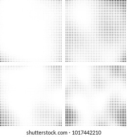 Halftone vector black white. Abstract pattern of dots on a white background. Collection of four textures for printing on business cards, labels, posters, badges and design your own