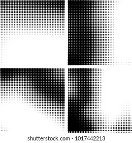 Halftone vector black white. Abstract pattern of dots on a white background. Collection of four textures for printing on business cards, labels, posters, badges and design your own