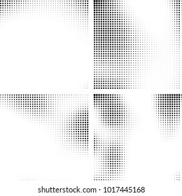 Halftone vector black white. Abstract pattern of dots on a white background. Collection of four textures for printing on business cards, labels, posters, badges and design your own
