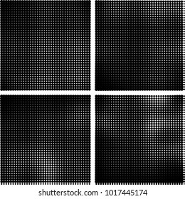 Halftone vector black white. Abstract pattern of dots on a white background. Collection of four textures for printing on business cards, labels, posters, badges and design your own