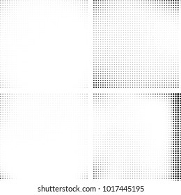 Halftone vector black white. Abstract pattern of dots on a white background. Collection of four textures for printing on business cards, labels, posters, badges and design your own