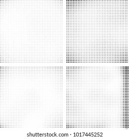 Halftone vector black white. Abstract pattern of dots on a white background. Collection of four textures for printing on business cards, labels, posters, badges and design your own
