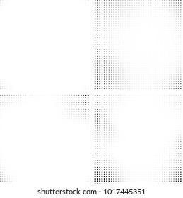 Halftone vector black white. Abstract pattern of dots on a white background. Collection of four textures for printing on business cards, labels, posters, badges and design your own