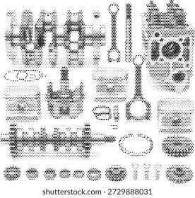 Halbton Vektor Auto Teile Set für Automechaniker und Garage Reparatur Design Themen