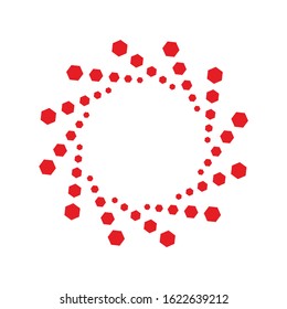 Halftone vector circle frame dots logo emblem, design element for medical, treatment, cosmetic. Round border Icon using halftone circle dots raster texture.