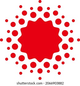 Halftone vector circle frame dots logo emblem, design element for medical, treatment, cosmetic. Round border Icon using halftone circle dots raster texture.