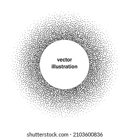 Halftone vector circle frame dots logo emblem, design element for medical, treatment, cosmetic. Round background. Vector illustration