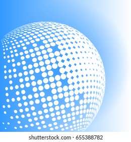 halftone vector in circle shape in White and blue color