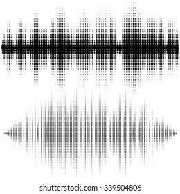Halftone vector elements. Vector sound waves. Music waveform background. You can use in club, radio, pub, DJ show, party, concerts, recitals or the audio technology advertising background.
