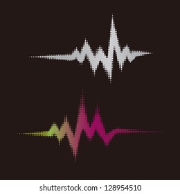 Halftone vector elements.Vector sound waves. Music round waveform background. You can use in club, radio, pub, party, DJ,concerts, recitals or the audio technology advertising background.