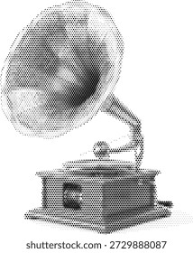 Halbtonvektor-Grammophonspieler für Vintage-Musik und antike Audio-Design-Themen
