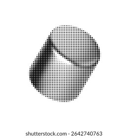 Halftone vector graphic of a 3D pill, showcasing a modern pop art vibe. Perfect for pharmacy, health, and design projects. Bold monochrome dots bring vintage comic style to life.