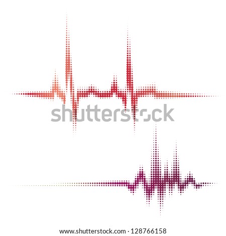 halftone vector heartbeat sound waves. Music round waveform background. You can use in hospital, radio, pub, party, concerts, recitals or the audio technology advertising background.