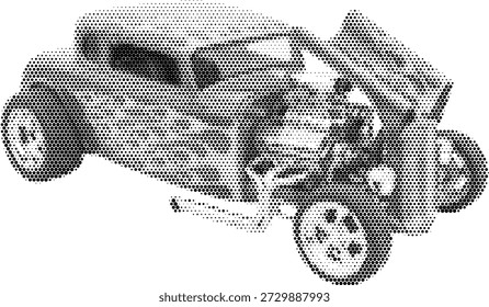 Halftone Vektor Hot Rod Auto für Renngeschwindigkeit und benutzerdefinierte Auto-Design-Themen