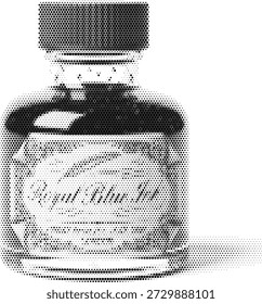 Halbtonvektor-Tintenflasche Illustration für Kalligraphie-Schrift und Vintage Art Themes