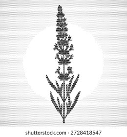 Halftone vector of a lavender sprig, perfect for aromatherapy branding, essential oil packaging, and natural healing themes.