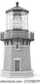Construção de farol de vetor de meio-tom para segurança costeira e temas de design de navegação