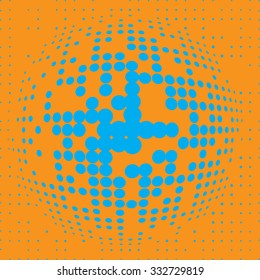 Halftone vector logo template. Colorful round icon, abstract globe symbol, business concept. Abstract color dotted sphere. Science and tourism, technology or financial background