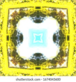 Halftone vector ornament, summer pattern. Drawing vintage style. Grunge texture. Festive greeting card. Abstract art background. Modern symmetric pattern. Festive art backdrop. Creative vector element