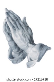 Halftone vector picture of "Praying hands" by Albrecht Duerer (1471-1528).