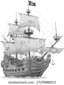 Halbton Vektor Piratenschiff Illustration für Abenteuer Fantasie und historische nautische Designs