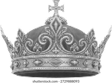 Ilustração da coroa real do vetor de meio-tom para a rainha do rei e desenhos de autoridade de luxo