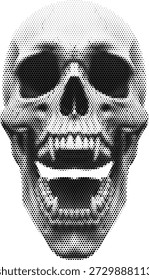 Ilustración de calavera de gritos de Vector de semitono para horror halloween y conceptos de diseño de peligro