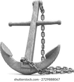Halbton-Vektorschiff-Ankergrafik für nautische Marine- und Tattoo-Design-Themen
