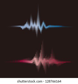halftone vector sound waves. Music round waveform background. You can use in club, radio, pub, party, concerts, recitals or the audio technology advertising background.