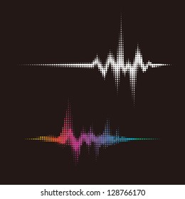 halftone vector sound waves. Music round waveform background. You can use in club, radio, pub, party, DJ, concerts, recitals or the audio technology advertising background.