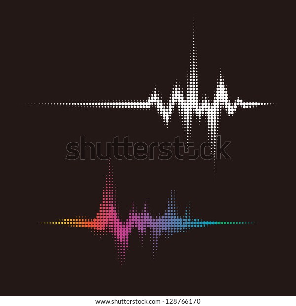 ハーフトーンのベクター音波 音楽の丸い波形の背景 クラブ ラジオ パブ パーティー Dj コンサート リシタル オーディオテクノロジー広告の背景に使用できます のベクター画像素材 ロイヤリティフリー